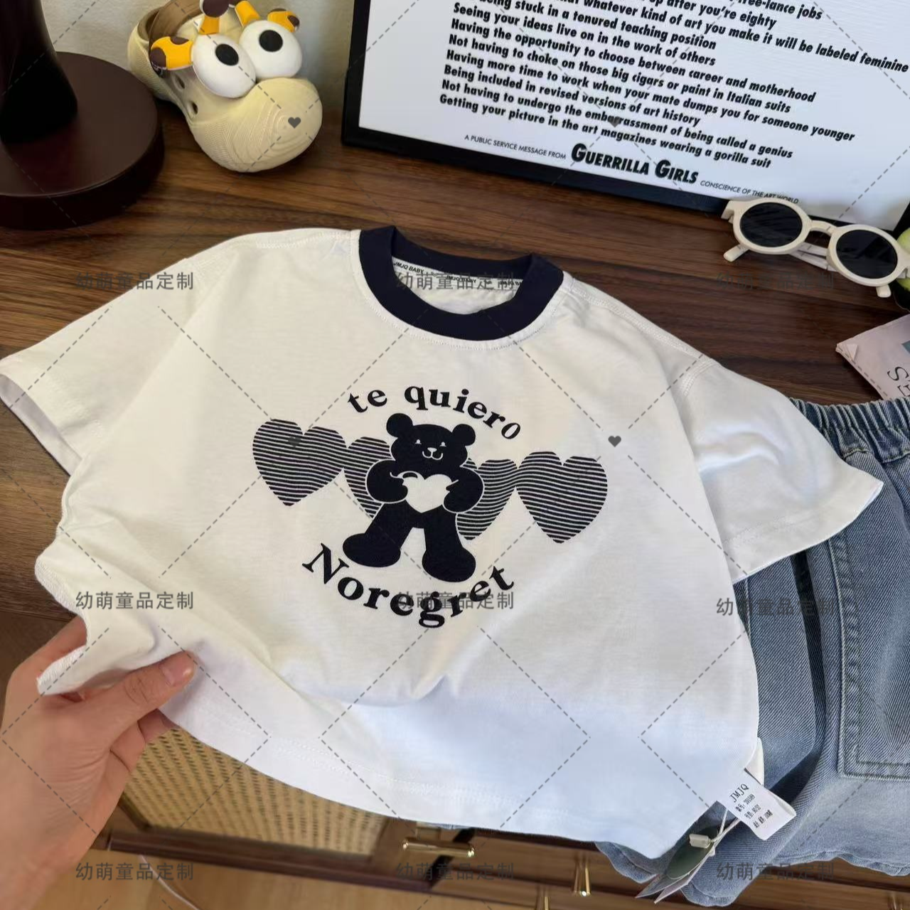 YM【JMJQ 201589】夏季新款儿童韩版小熊洋气休闲圆领百搭短袖