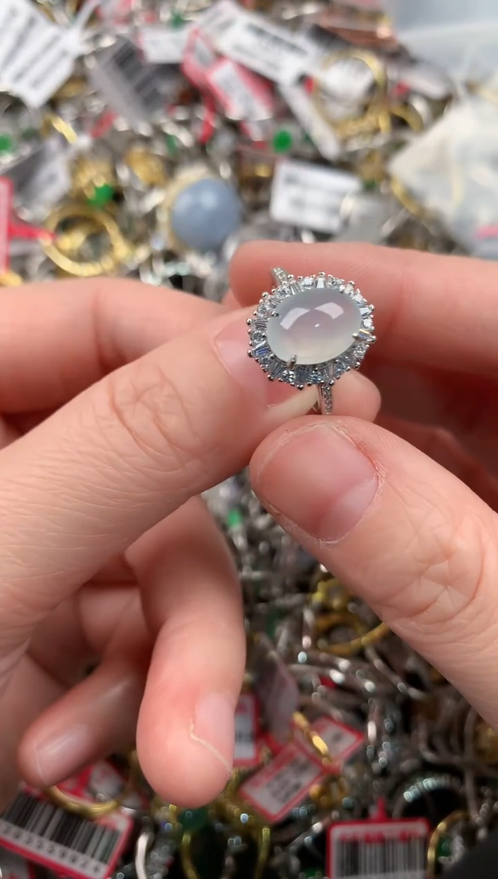 银S925镶嵌戒指翡翠10   5