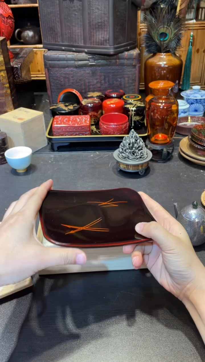 果子盘五片 大漆漆器大漆漆器大漆漆器