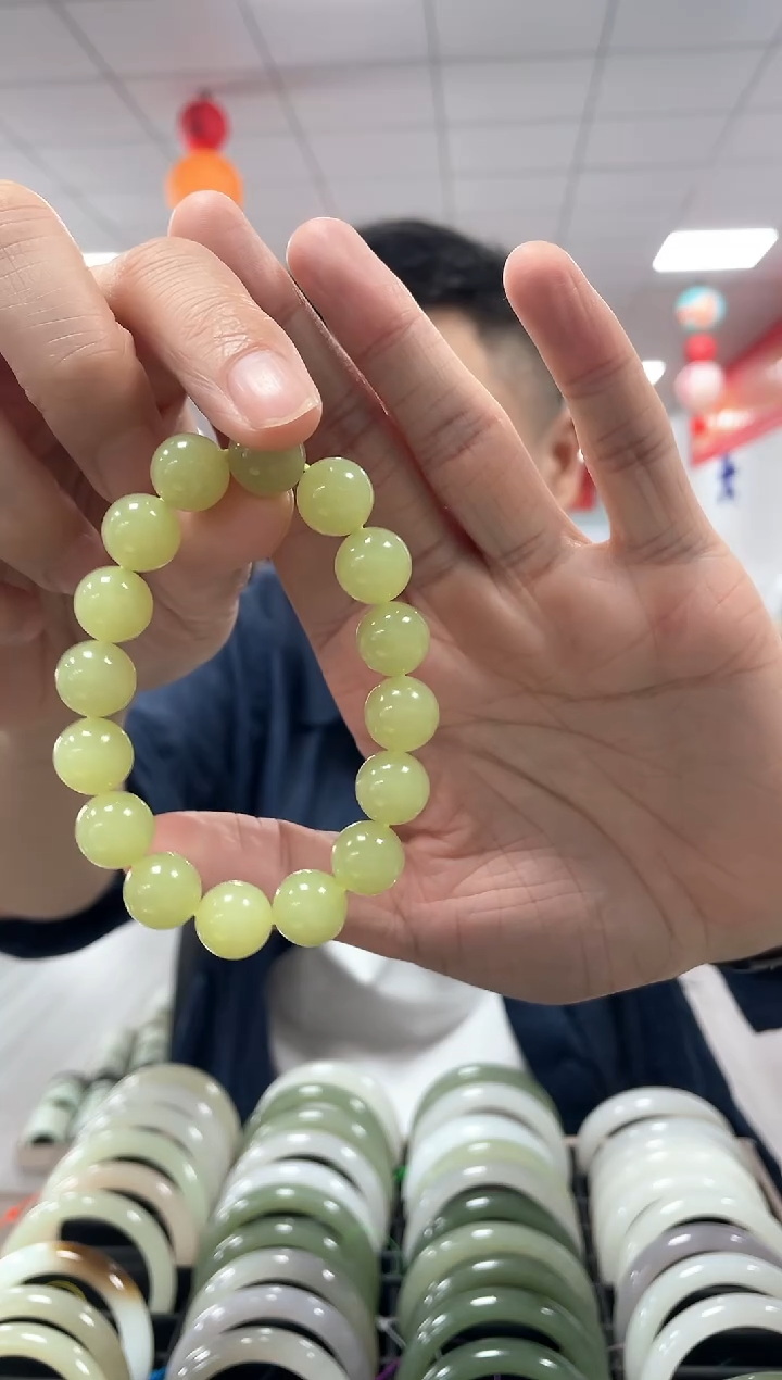 手链未镶嵌和田玉高品黄玉卡12手串一条