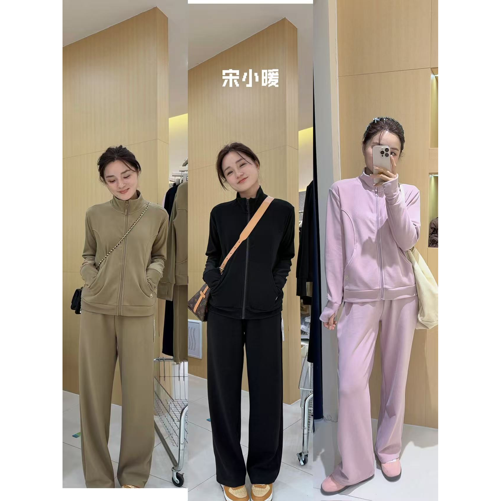 SXN【lulu.套装】秋季新款加绒空气绒拉链外穿套装NJ-SXN016