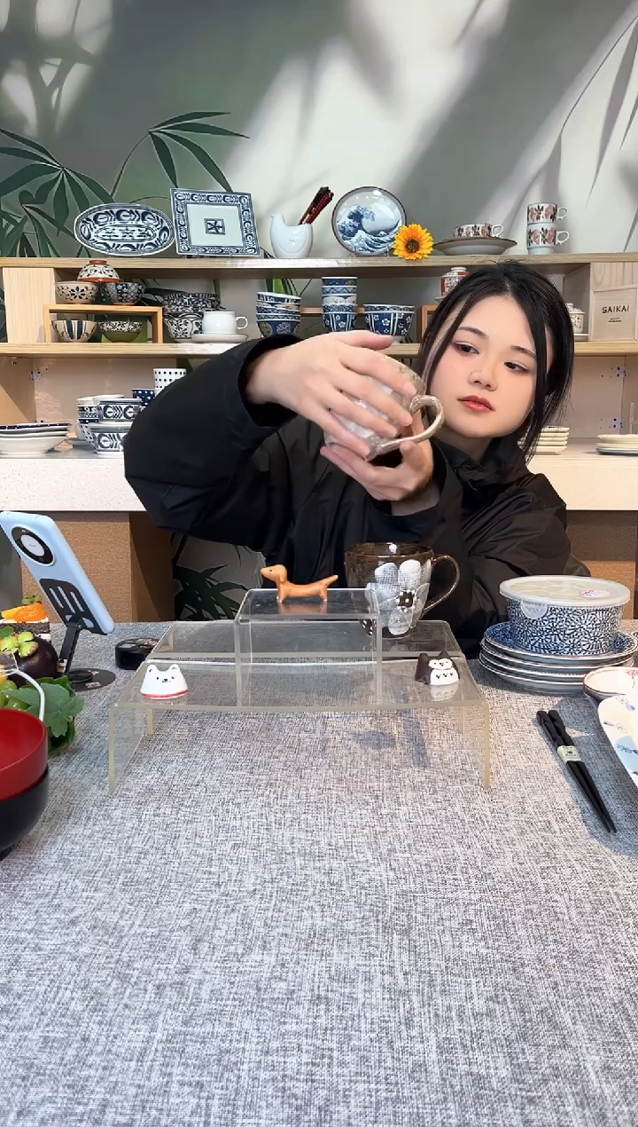 【闪购商品】瓷片)花粉引 マグ 茶