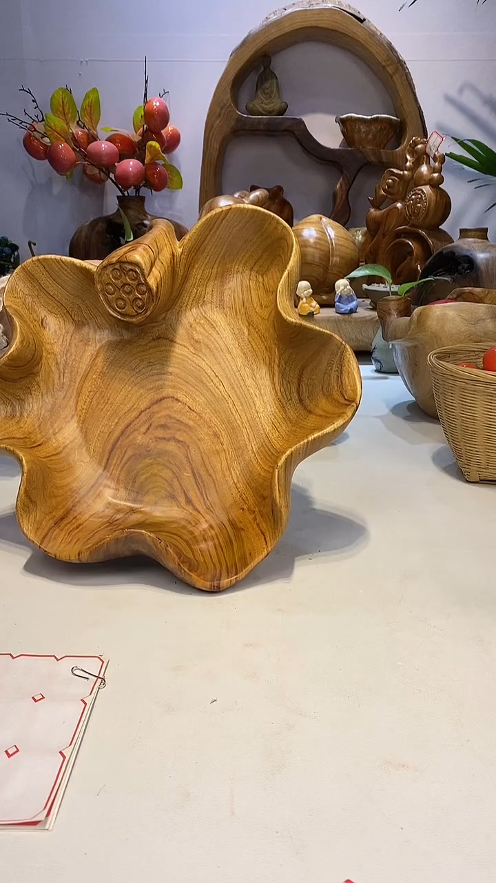 【闪购商品】香樟木A13莲蓬果盆/尺寸31*29*9.5
