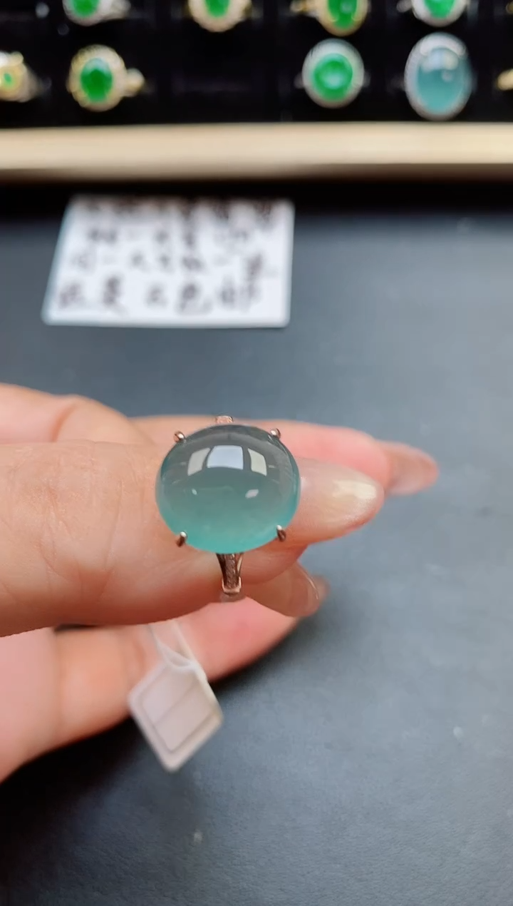 翡翠戒指银S925镶嵌21321