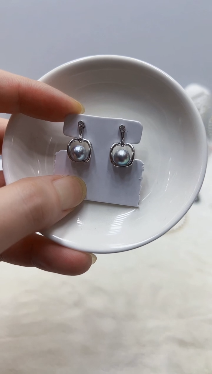 银S925镶嵌海水珍珠DA耳饰@@ye403