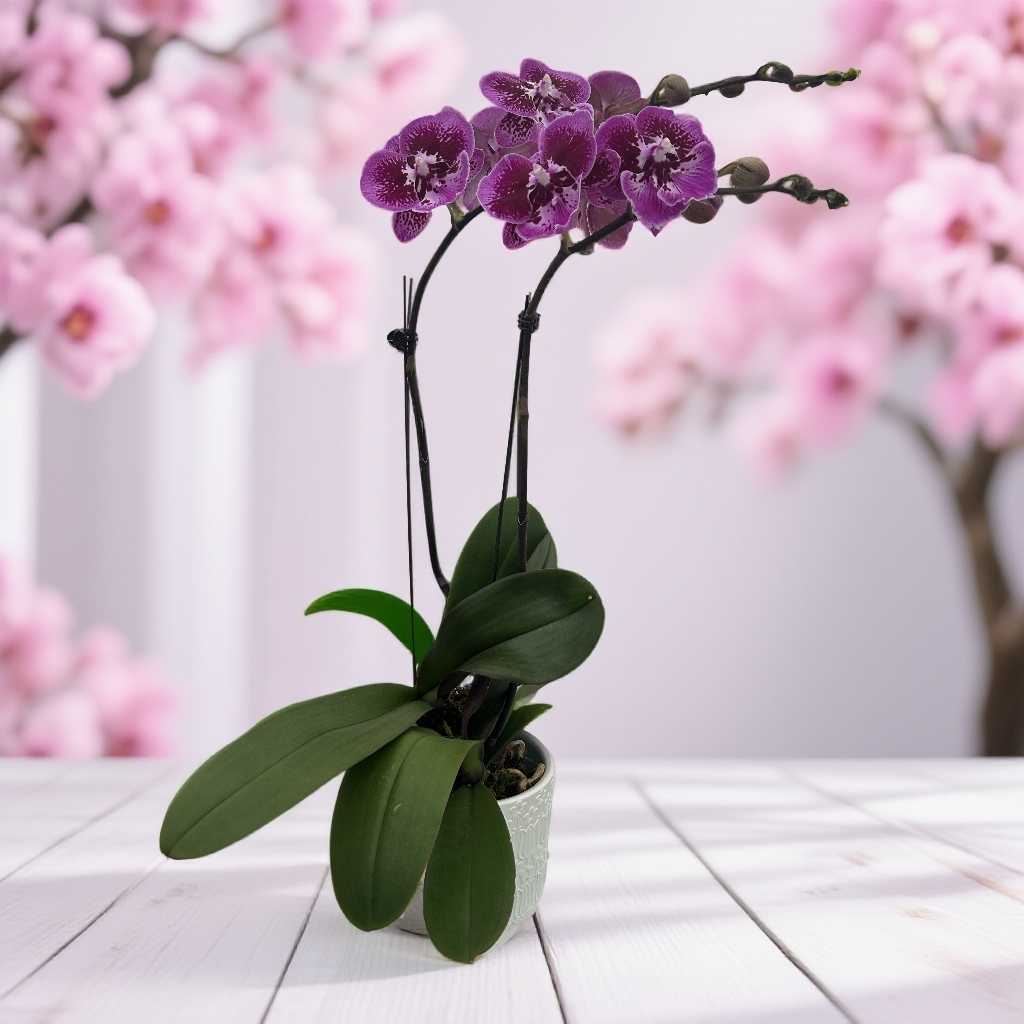 蝴蝶兰 彩蝶两苗两花剑 紫色系爆款大舌头系列  好养耐养赠陶瓷盆