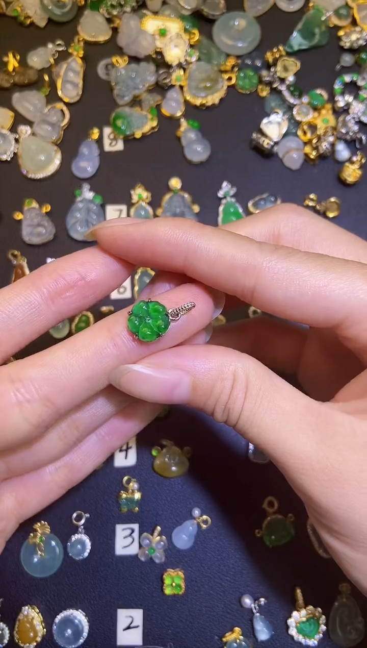 翡翠银S925镶嵌吊坠(不含链)1