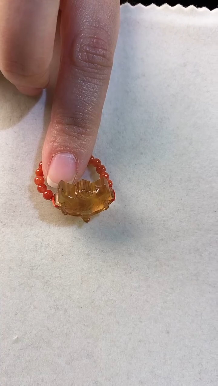 未镶嵌琥珀戒指琥珀狐狸面具 戒指