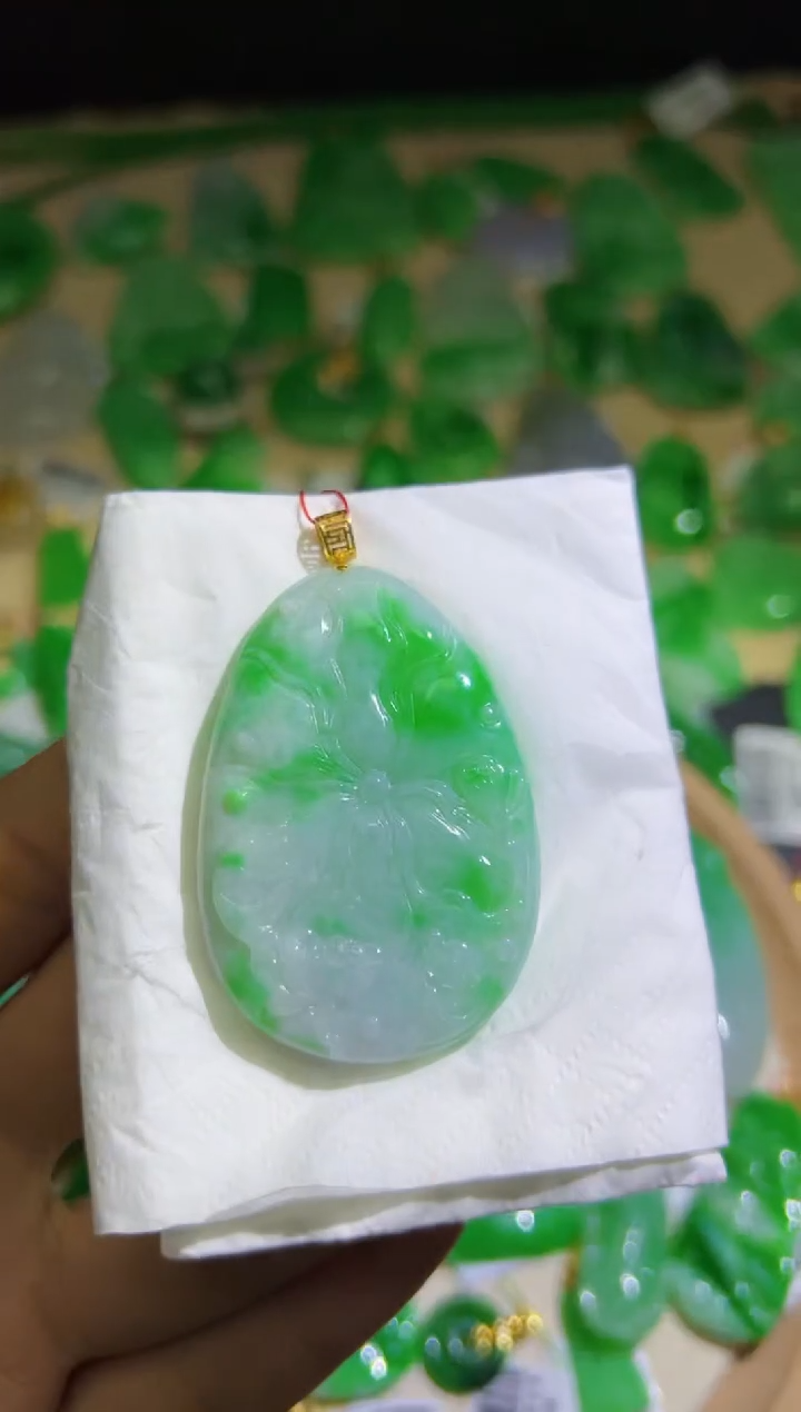 【闪购商品】翡翠颈饰18K金镶嵌Q缅料A货翡翠/支持复检/一件