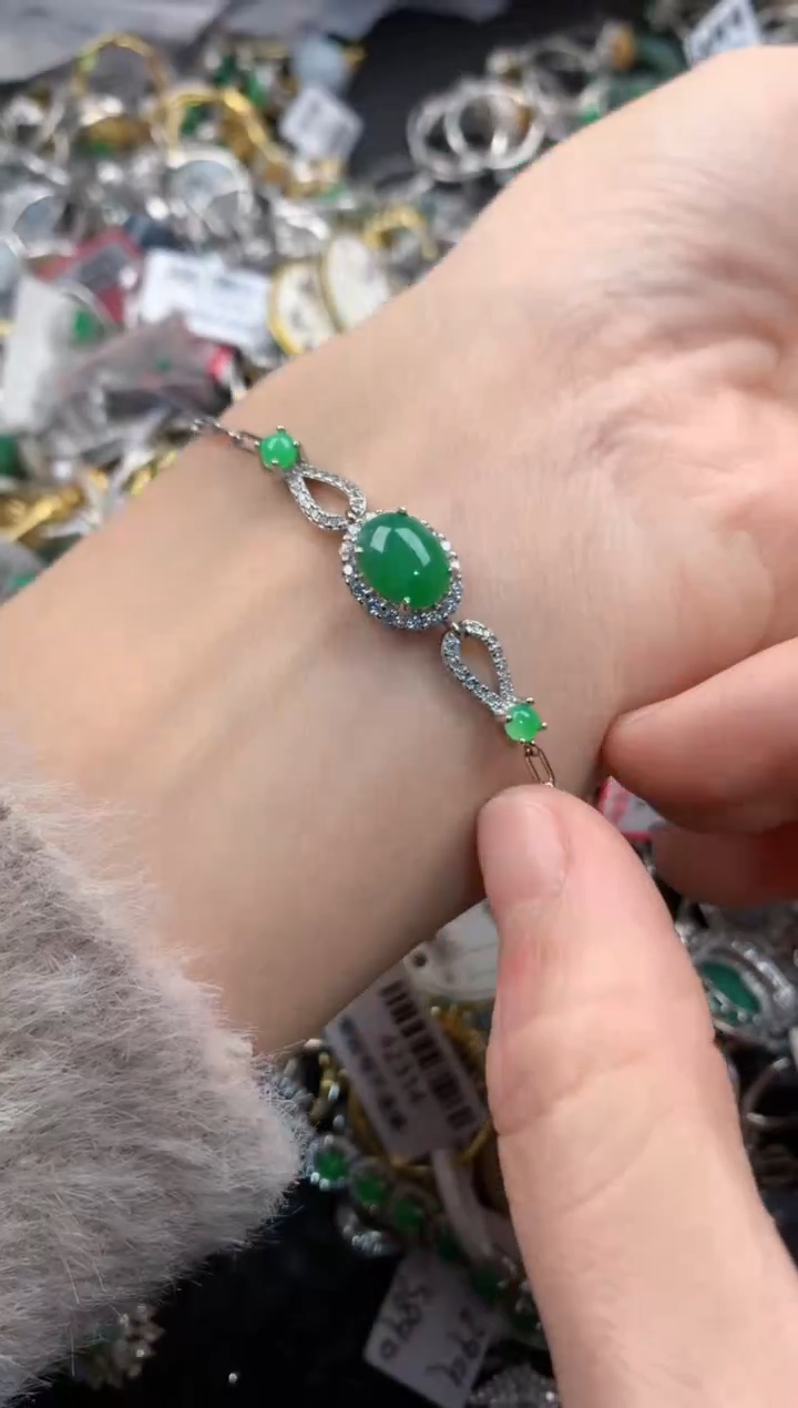 银S925镶嵌戒指翡翠222           5