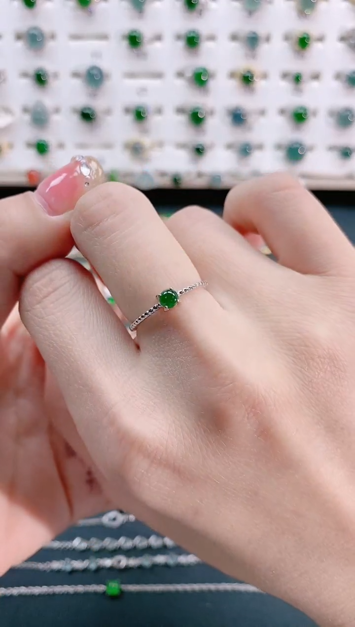 【闪购商品】翡翠戒指银S925镶嵌天然翡翠