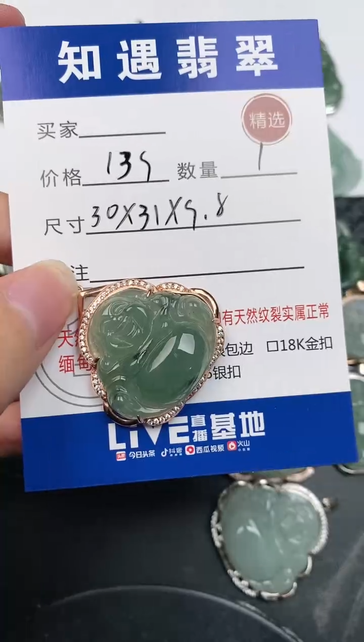 颈饰银S925镶嵌翡翠挂件