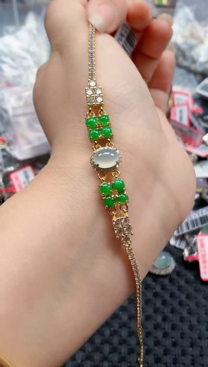 银S925镶嵌戒指翡翠天然A货缅甸翡翠