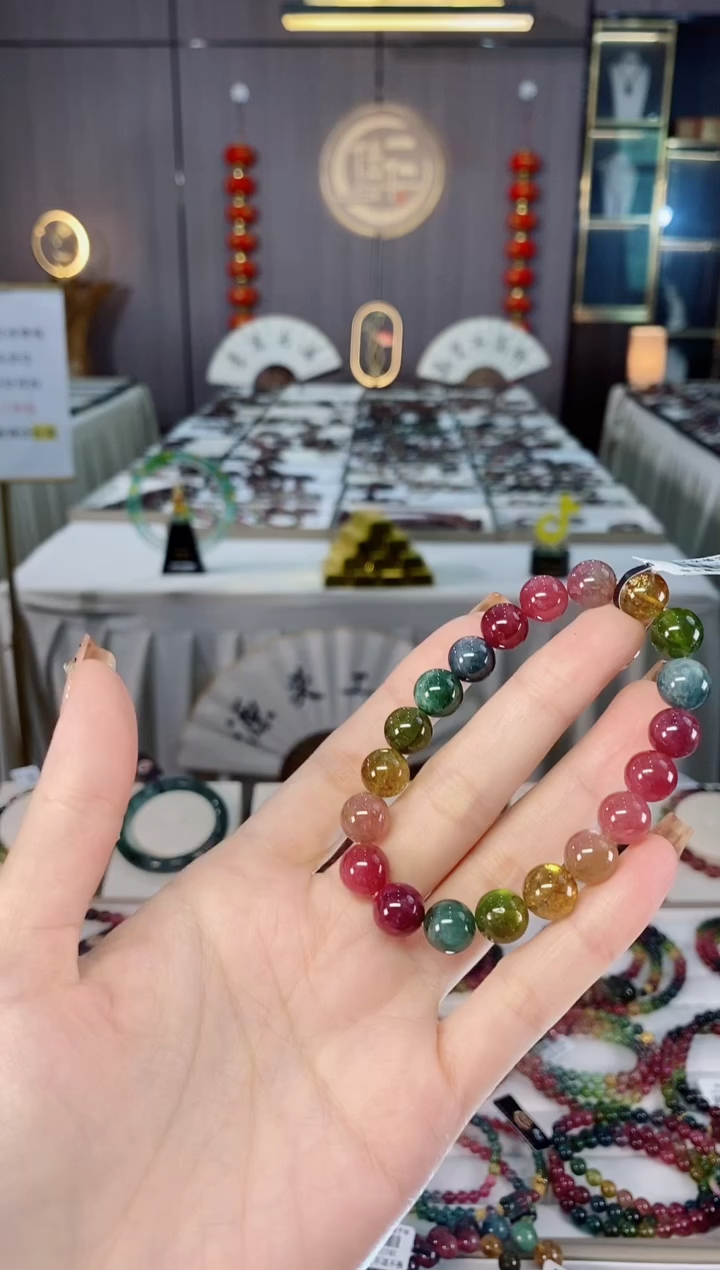 未镶嵌老矿碧玺单圈手串9mm+碧玺dan多样性发货一条