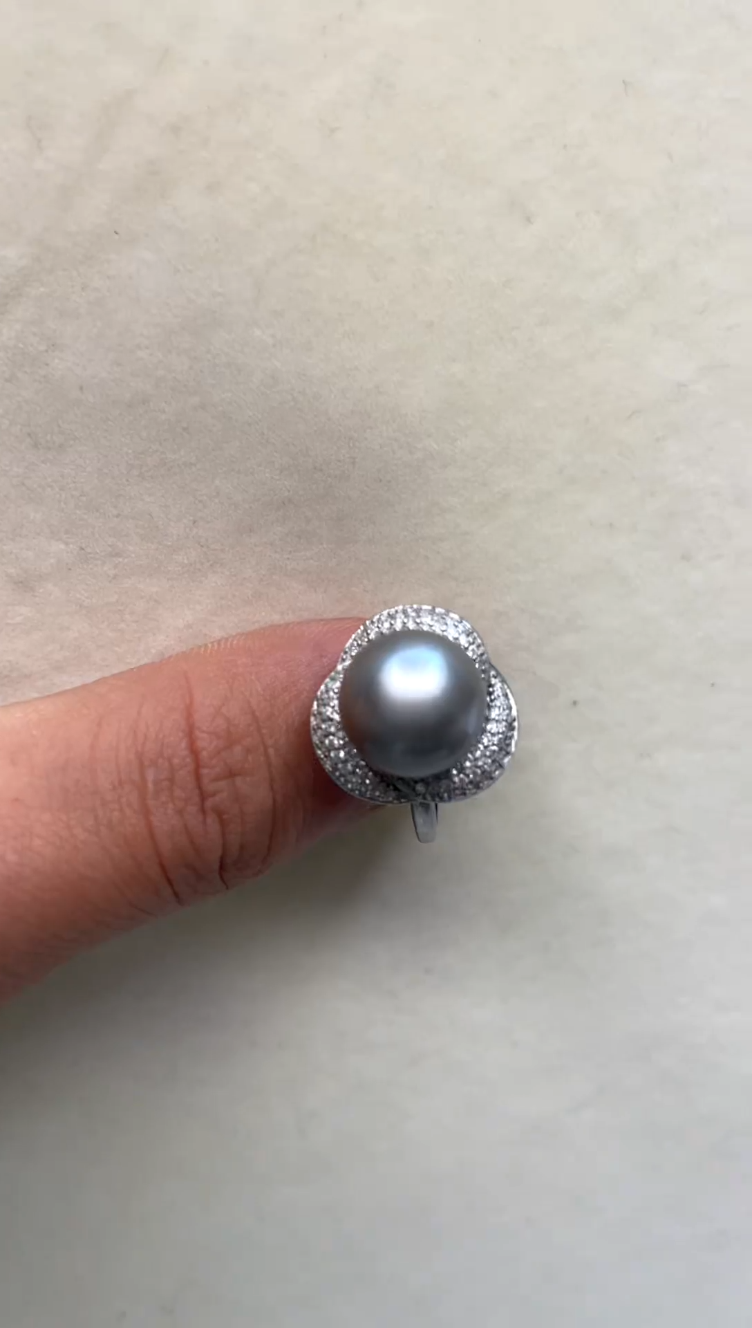 银S925镶嵌戒指海水珍珠11-12