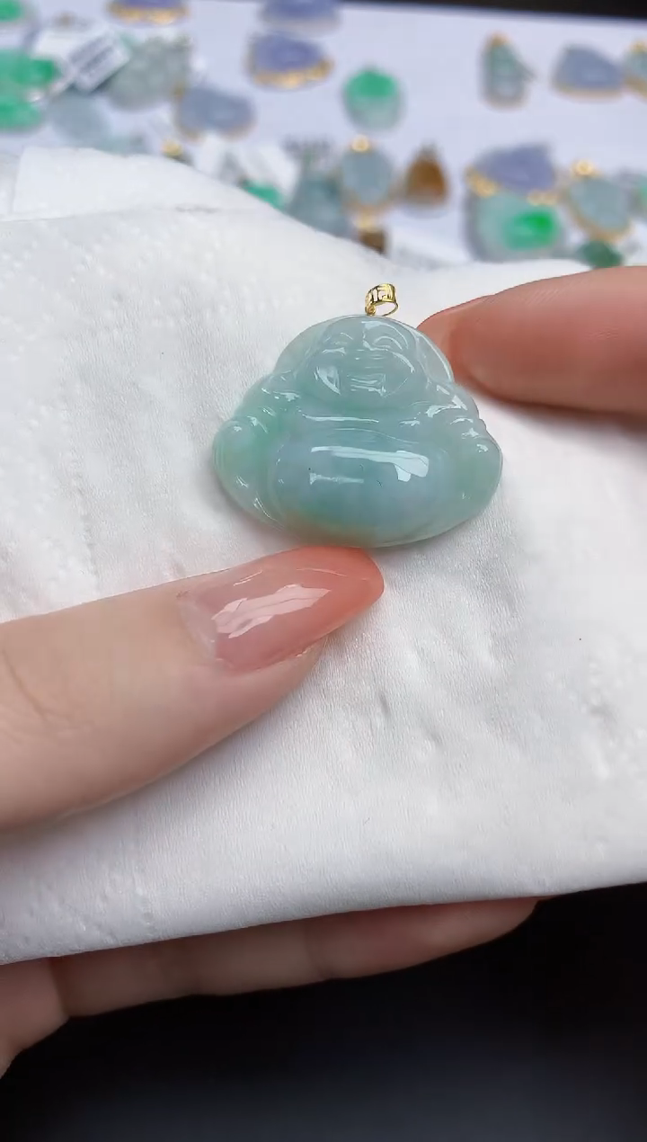 【闪购商品】翡翠颈饰18K金镶嵌天然缅甸翡翠A货