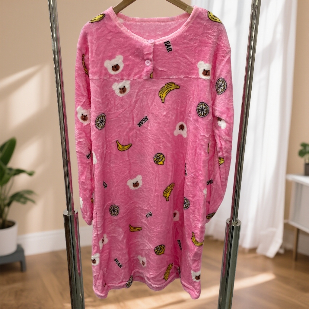 0305  休闲卡通图案中长款家居裙