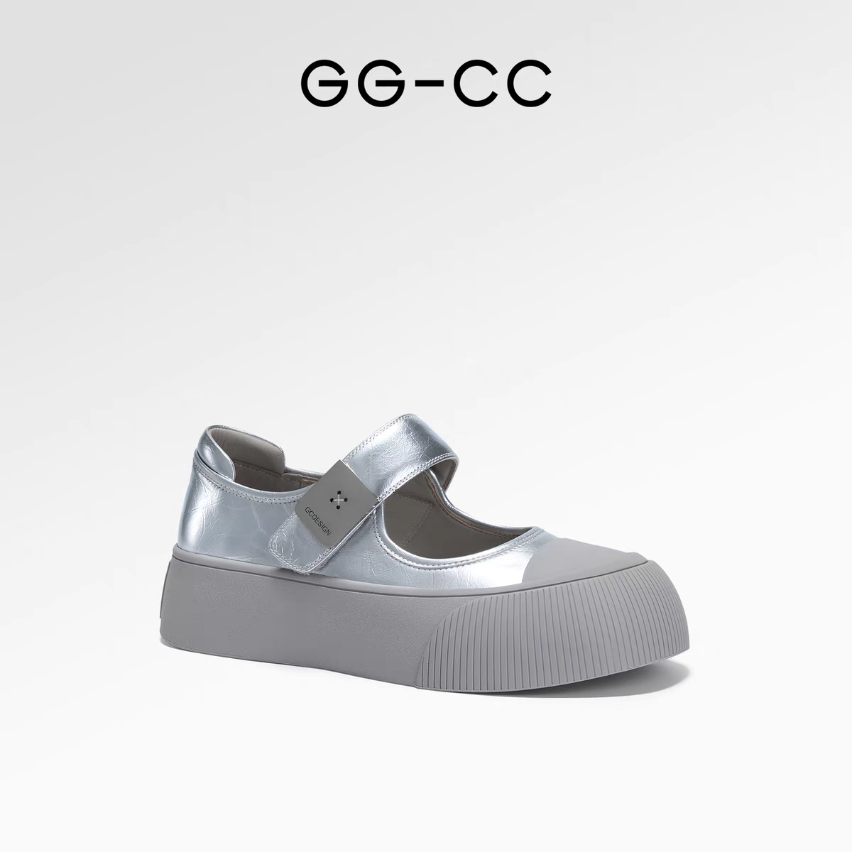 GG-CC【陈都灵同款】2025年新款时尚厚底玛丽珍鞋银色芭蕾单鞋女