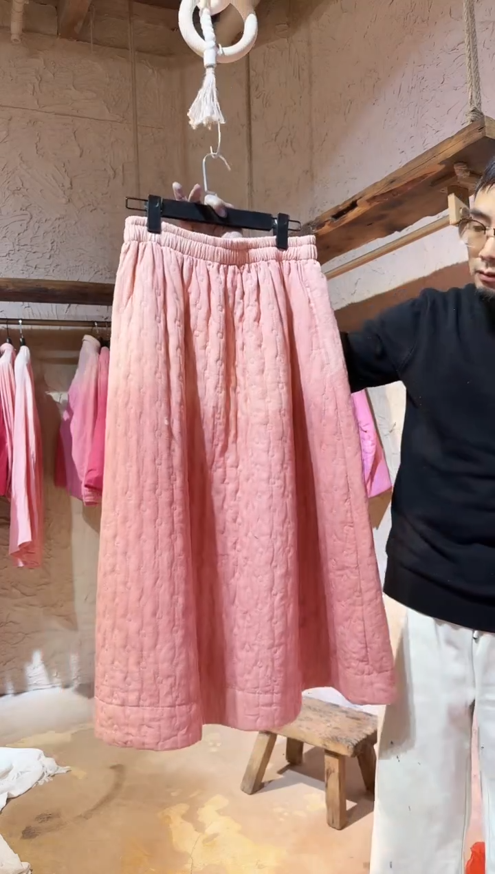 薯莨染麻料半裙植物染