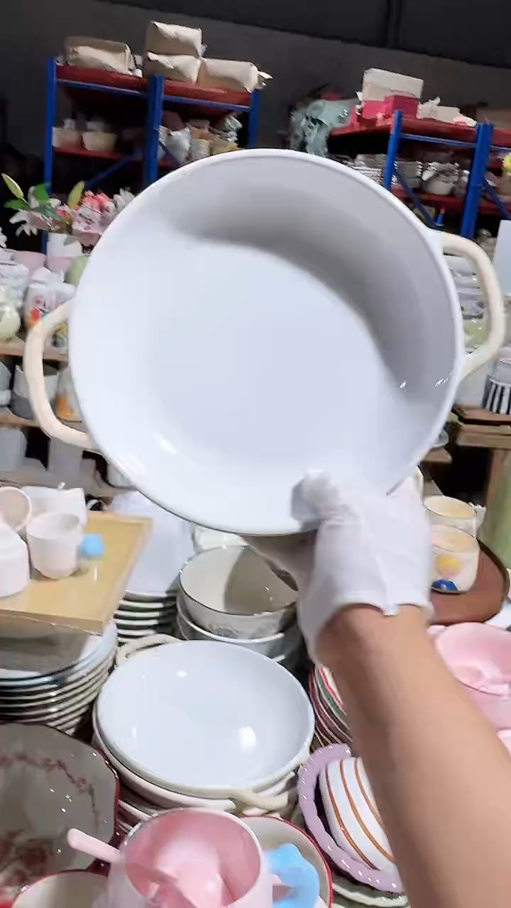 陶瓷双耳盘微瑕 凑满20元包邮