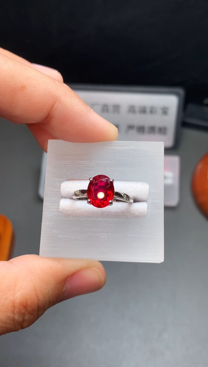 银S925镶嵌戒指红宝石111