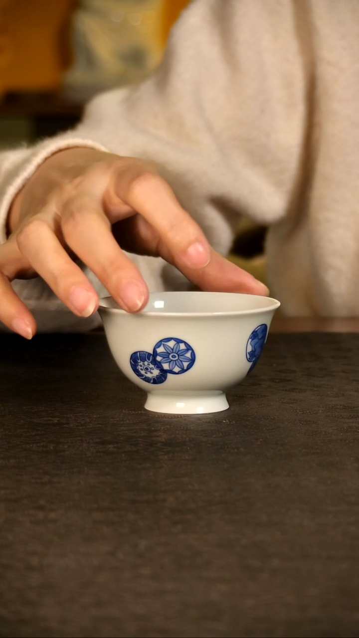 红丰窑青花皮球花主人杯lxt