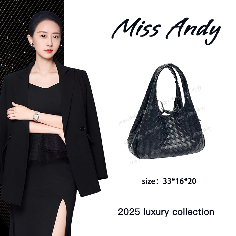 【Andy甄选】XKY-1258-黑色秋冬新款33cm原创设计编织包