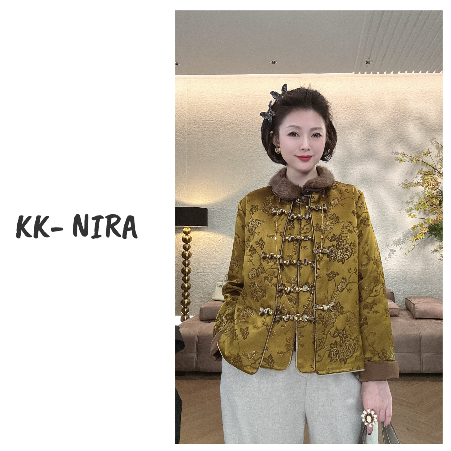 KK-NIRA 圆领金丝提花国风外套