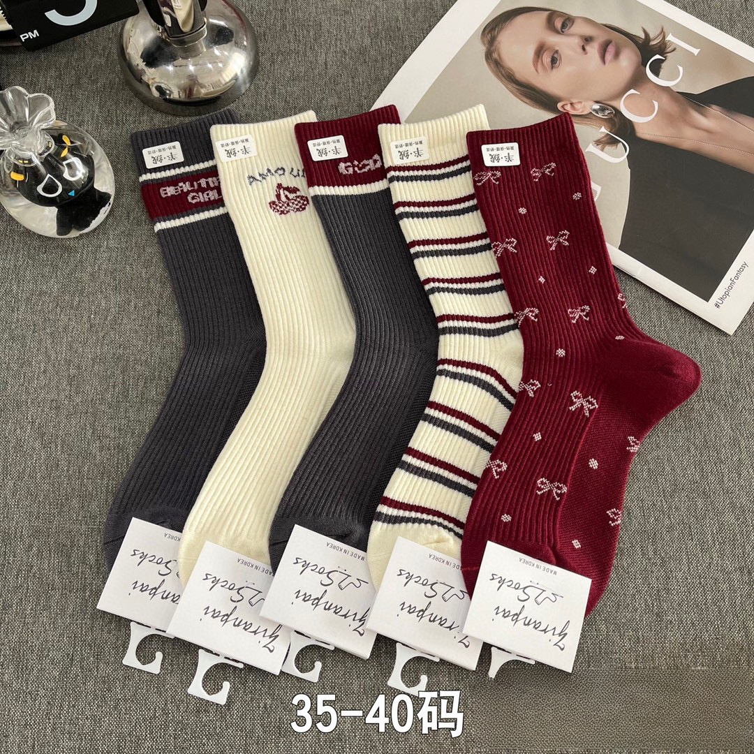 5双女士羊绒女长筒袜仿双针秋冬加厚保暖发热女袜秋冬厚款ins御寒