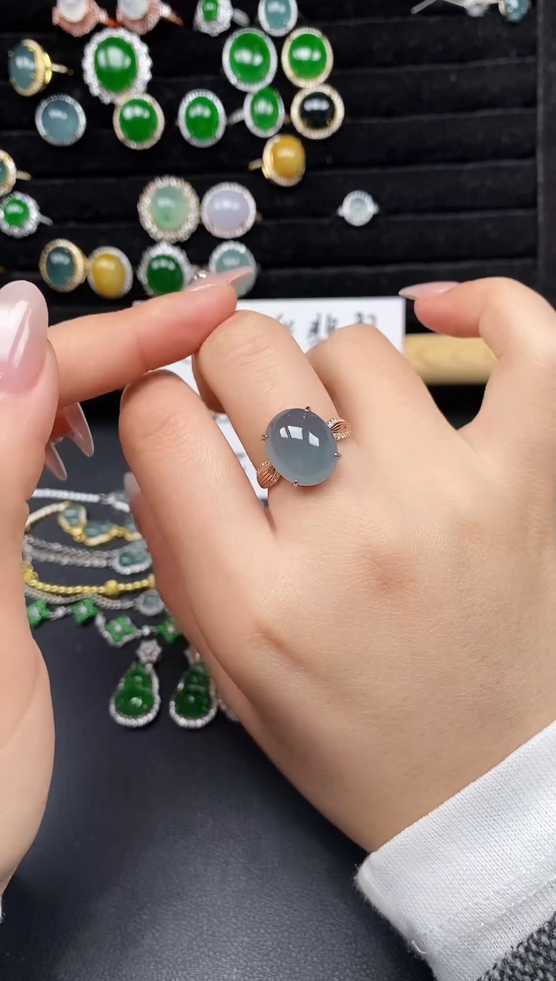 银S925镶嵌戒指翡翠38538