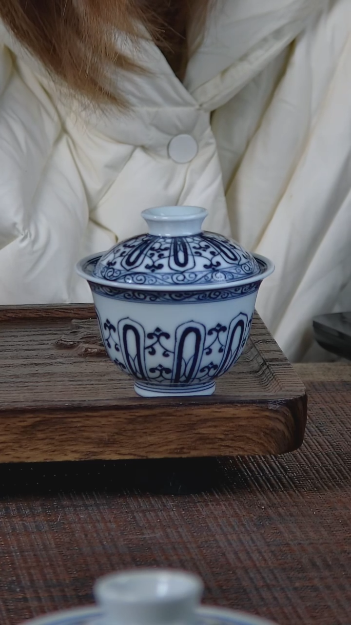 【闪购商品】折葵非器手工手绘宝相莲盖碗