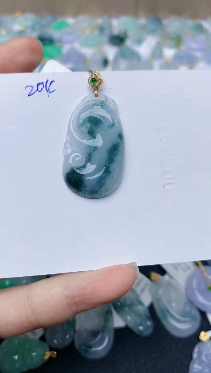 【闪购商品】翡翠颈饰18K金镶嵌天然翡翠A货    204