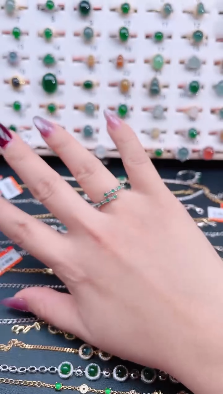 银S925镶嵌戒指翡翠天然翡翠