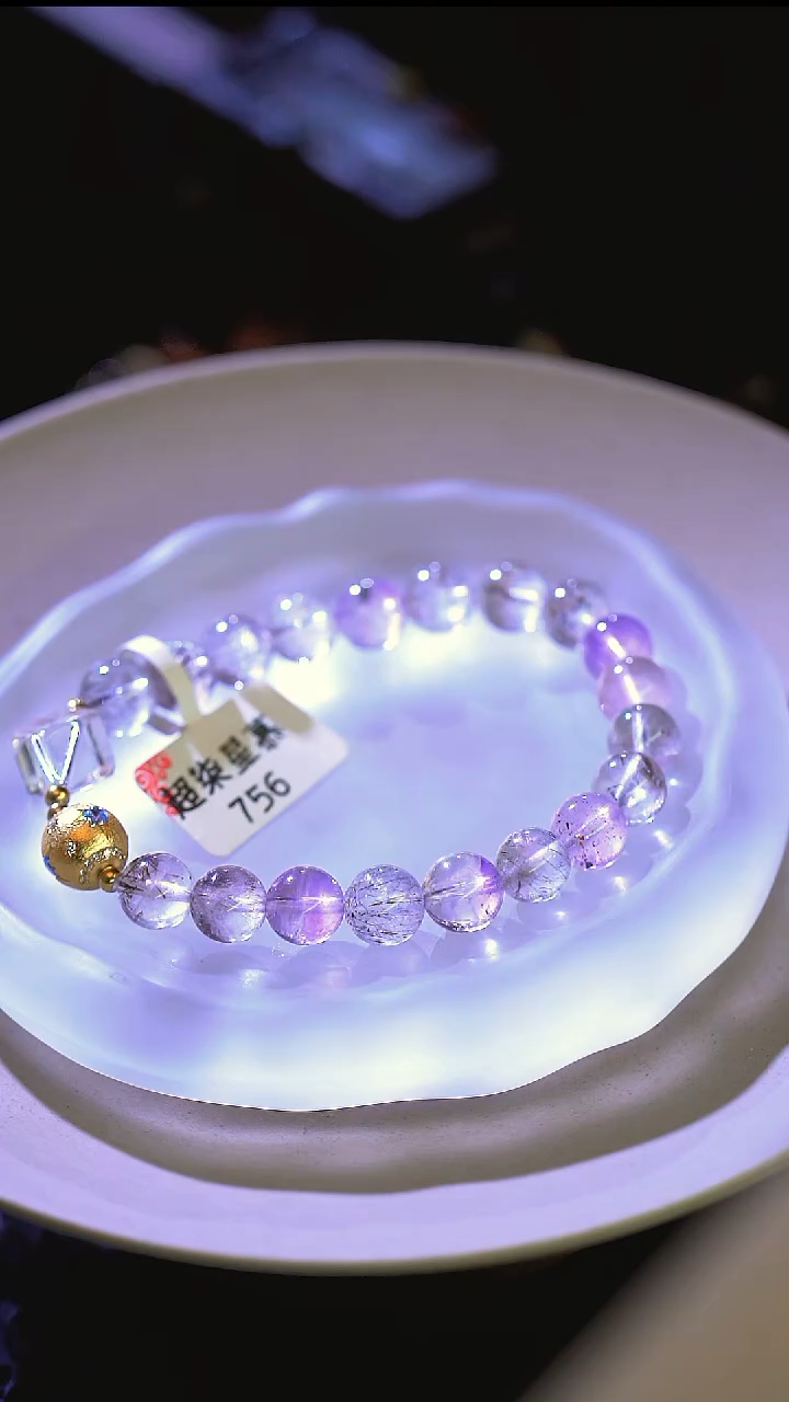 水晶手串银S925镶嵌桦超柒星慕