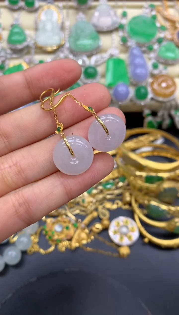 【闪购商品】翡翠耳饰18K金镶嵌61-中国好珍宝