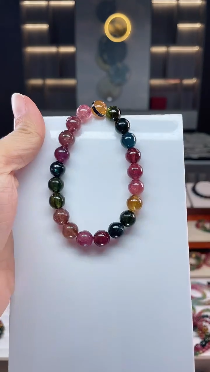 未镶嵌老矿碧玺单圈手串9mm+碧玺（多样性发一条）Q