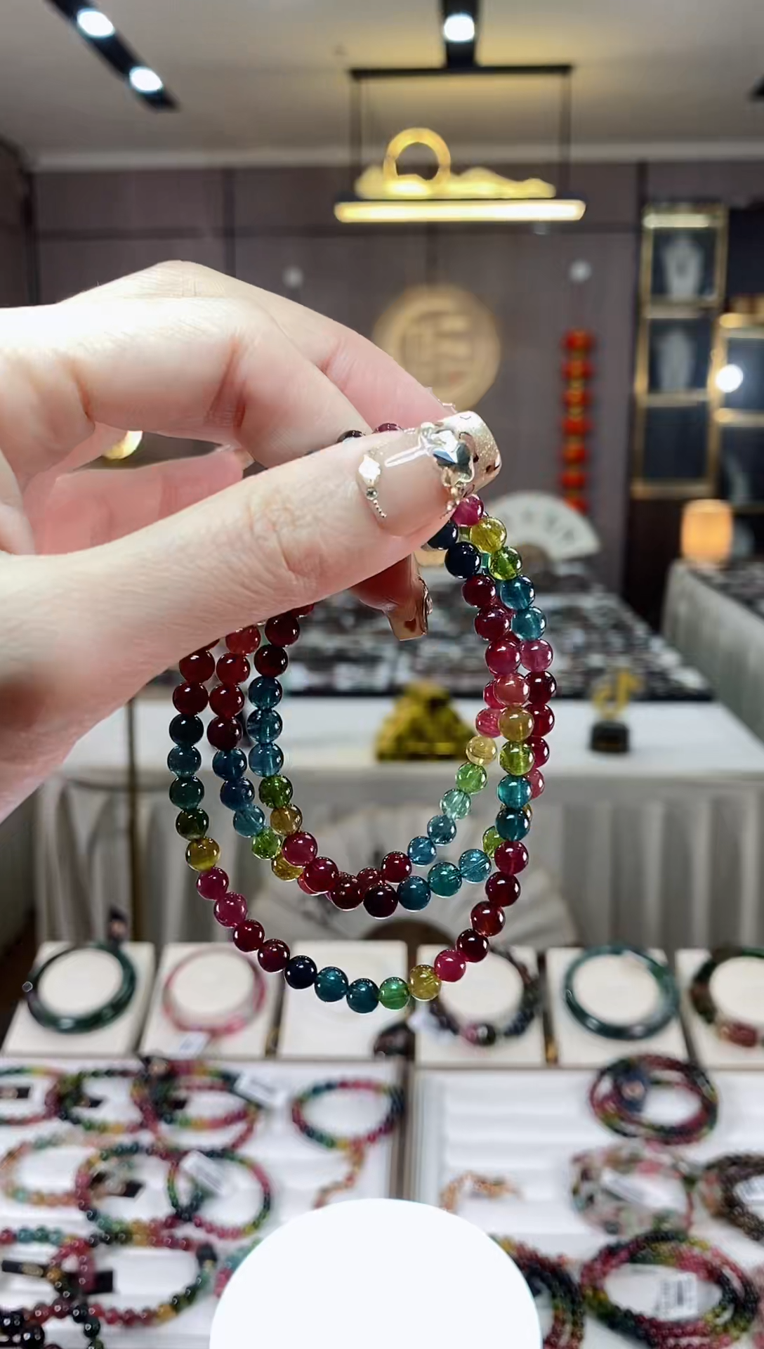 【闪购商品】碧玺三圈手串5mm+未镶嵌一物一证dan