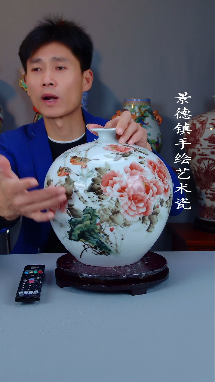 瓶陶景德镇手工手绘陶瓷摆件17