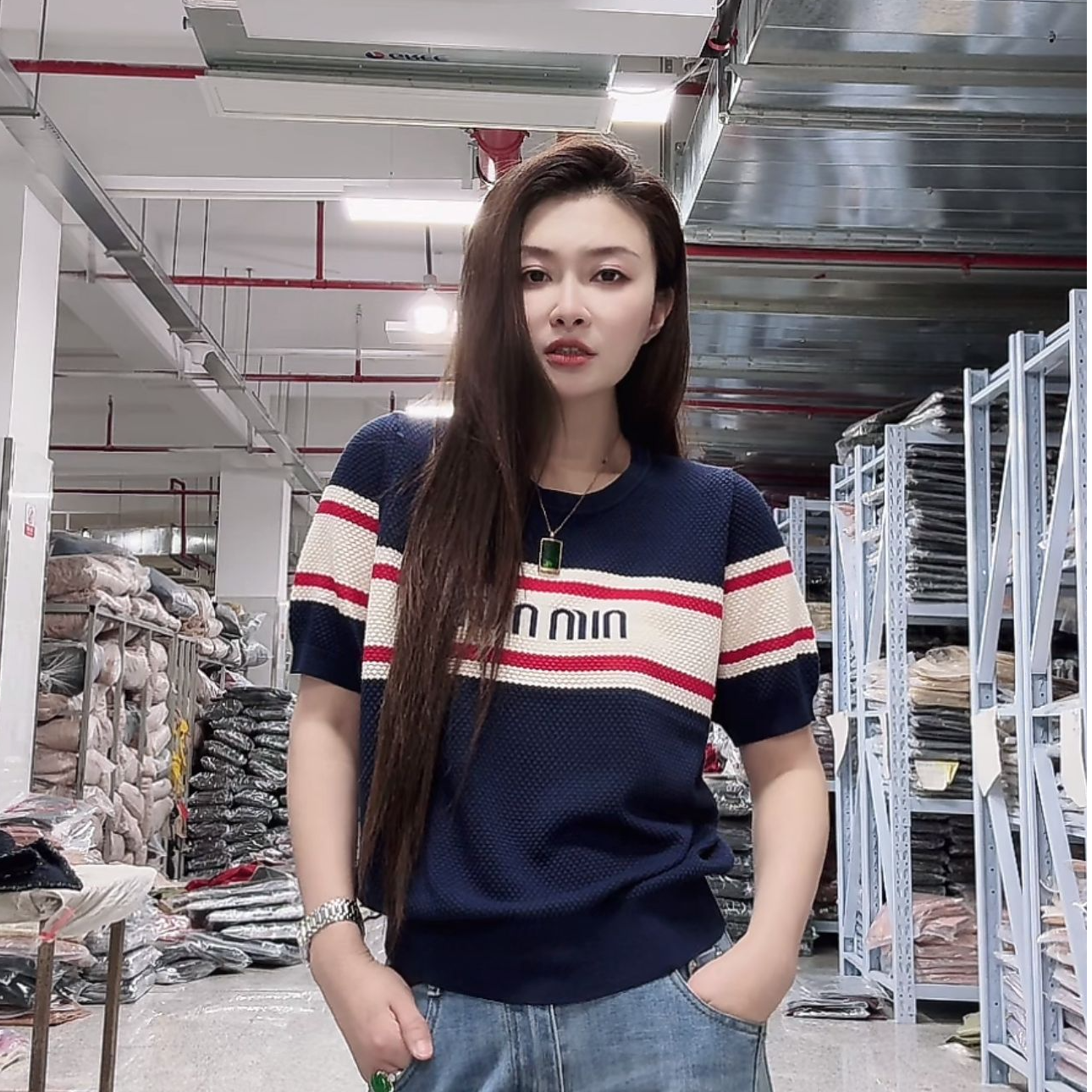 【例畔精选】2025春夏季设计款欧货高端宽松休闲字母针织衫S842#