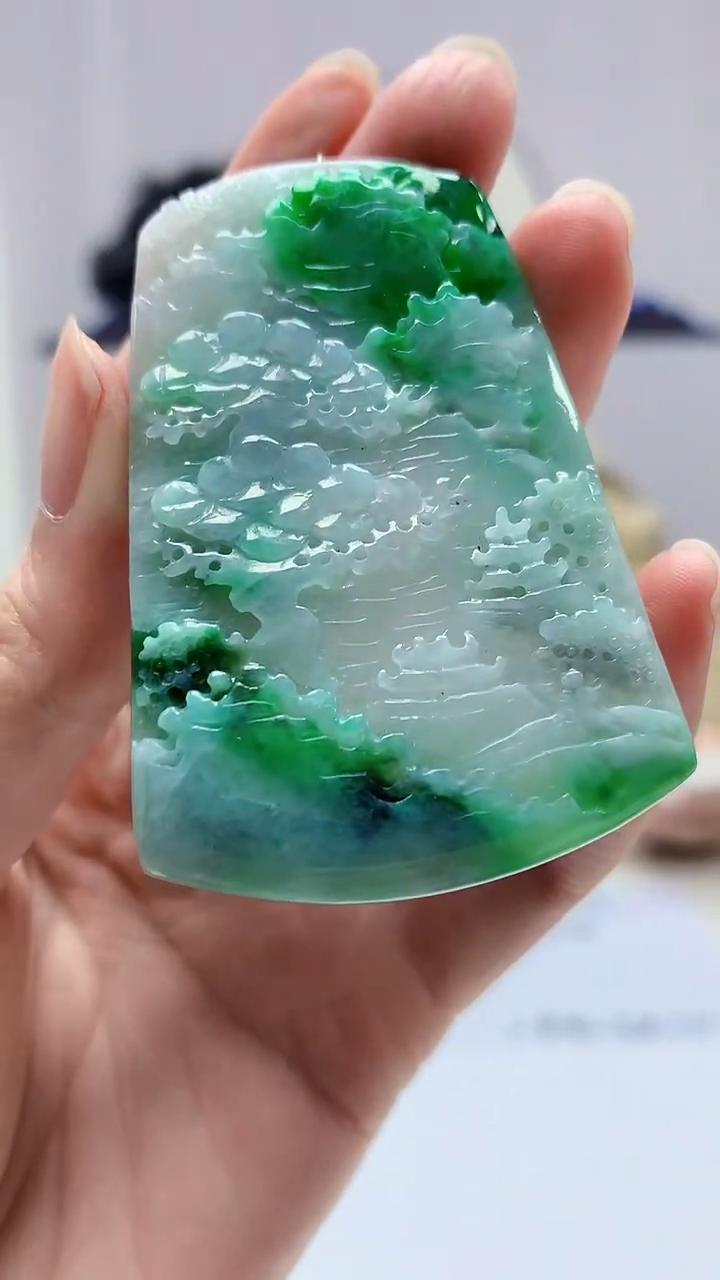 【闪购商品】定制翡翠未镶嵌4688zm-毛货挂件山水123