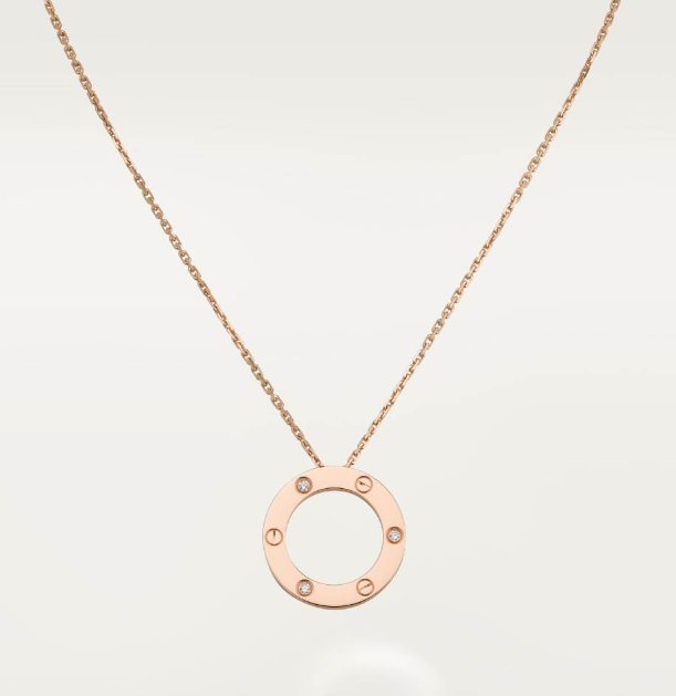 99新 Cartier/卡地亚 18k金 LOVE 系列  三钻 大圆饼 项链 