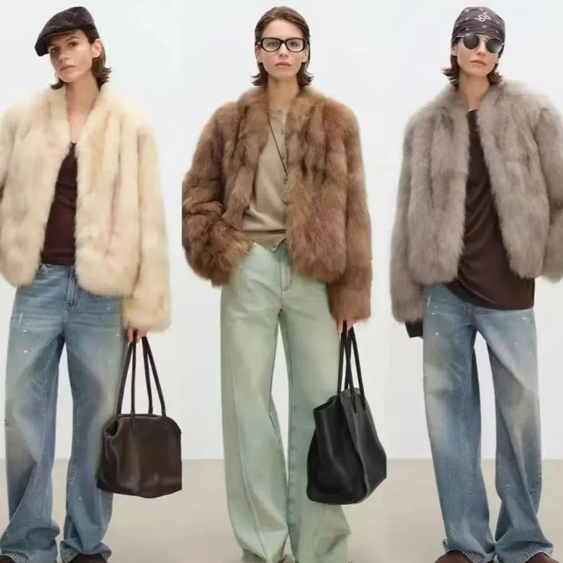 【霜华映月】2025秋冬新款毛绒外套琥珀色富家女短款保暖显瘦美拉德