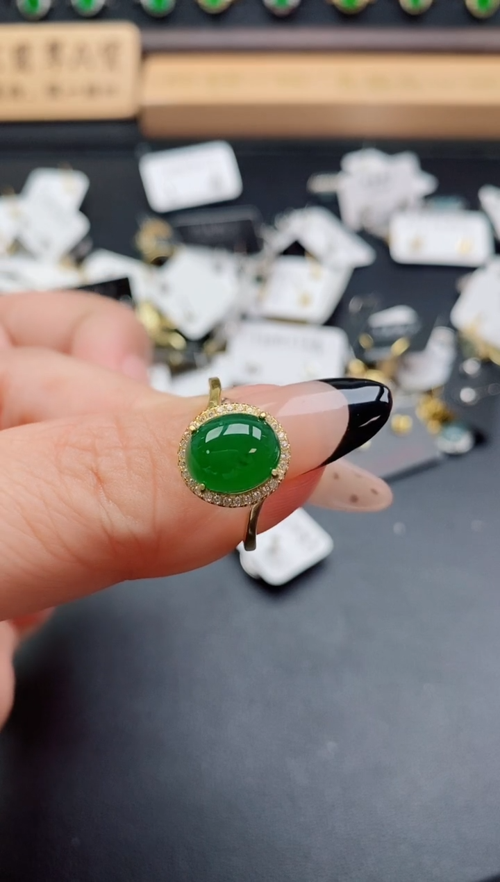银S925镶嵌戒指翡翠1