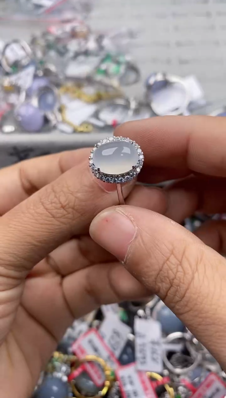 银S925镶嵌戒指翡翠666----3