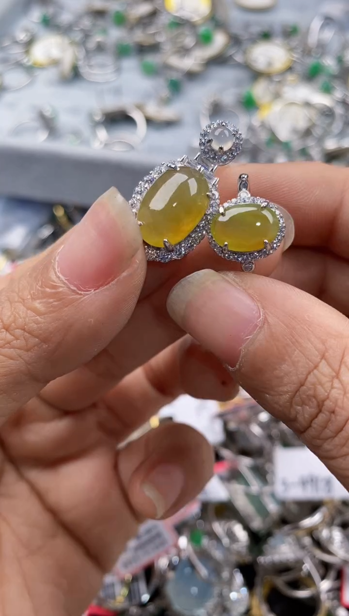 银S925镶嵌戒指翡翠1010---7