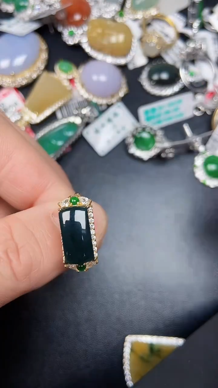 银S925镶嵌戒指翡翠2090