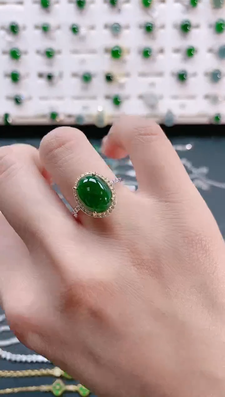 【闪购商品】翡翠戒指银S925镶嵌天然翡翠