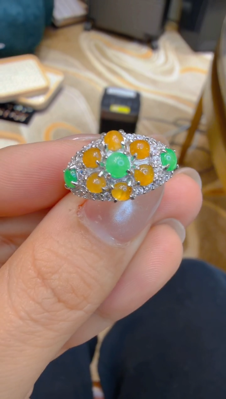 银S925镶嵌戒指翡翠多样性团购发一件