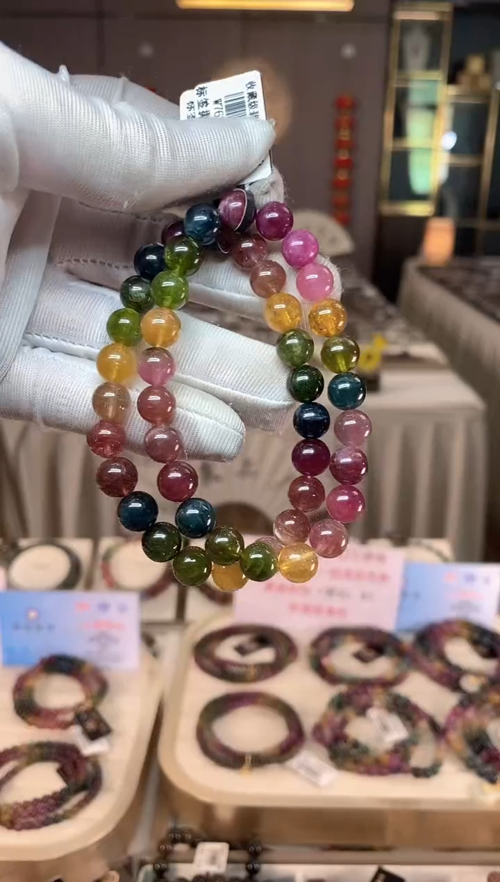 未镶嵌老矿碧玺色标彩虹单圈手串8mm+碧玺多样性发一条xion