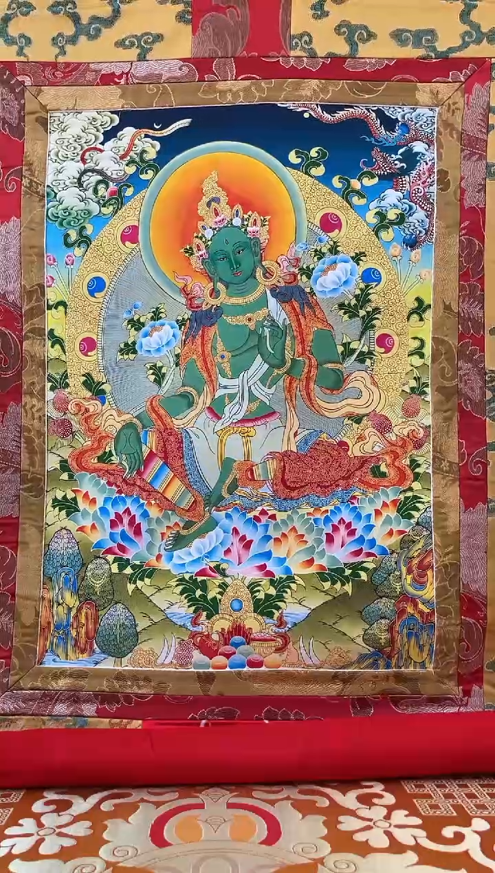 卷轴画1.3金色龙布 绿度 245
